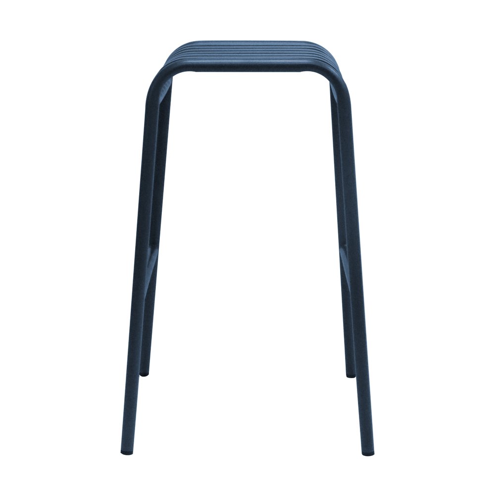 Set of Two 30" Dark Blue Steel Backless Bar Height Bar Chairs