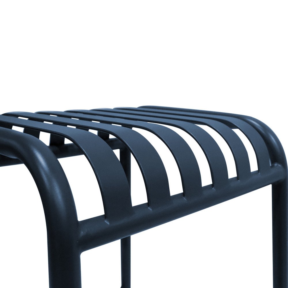 Set of Two 30" Dark Blue Steel Backless Bar Height Bar Chairs