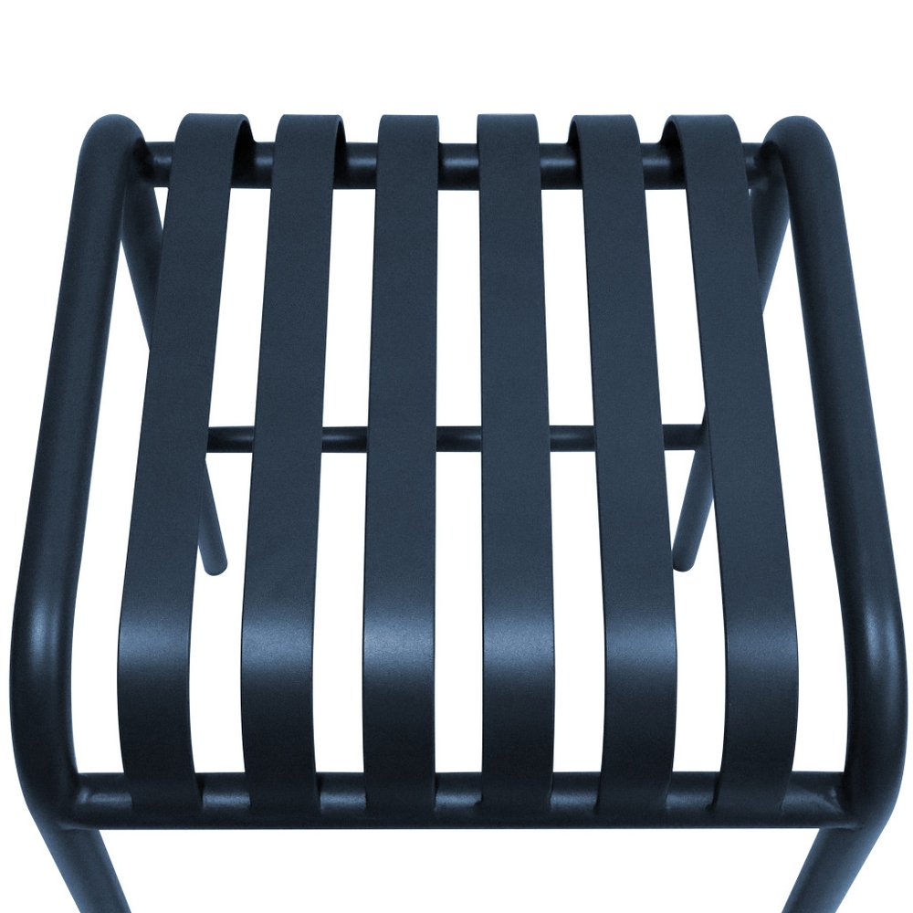 Set of Two 30" Dark Blue Steel Backless Bar Height Bar Chairs