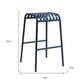 Set of Two 30" Dark Blue Steel Backless Bar Height Bar Chairs