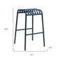 Set of Two 30" Dark Blue Steel Backless Bar Height Bar Chairs