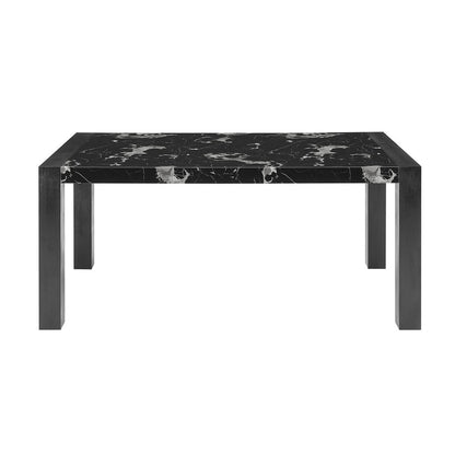68" Black Faux Marble and Wood Dining Table