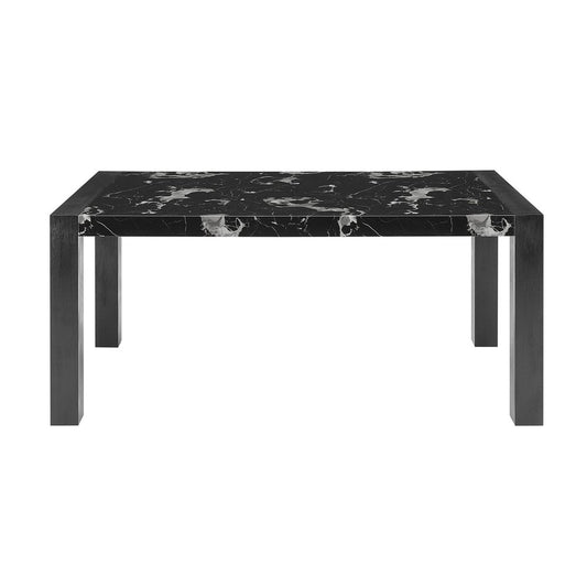 68" Black Faux Marble and Wood Dining Table