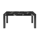 68" Black Faux Marble and Wood Dining Table