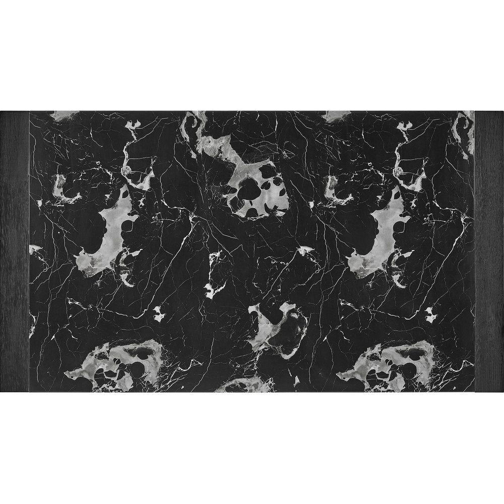 68" Black Faux Marble and Wood Dining Table