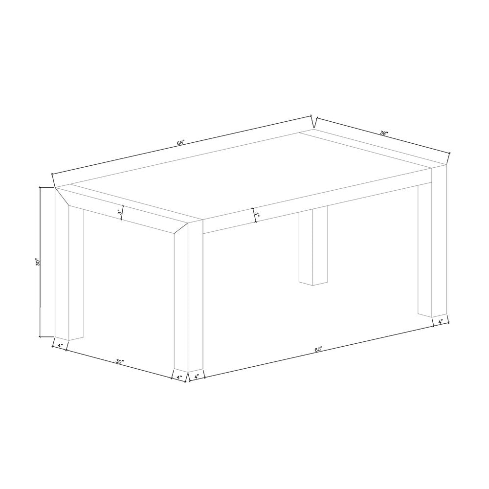 68" Black Faux Marble and Wood Dining Table