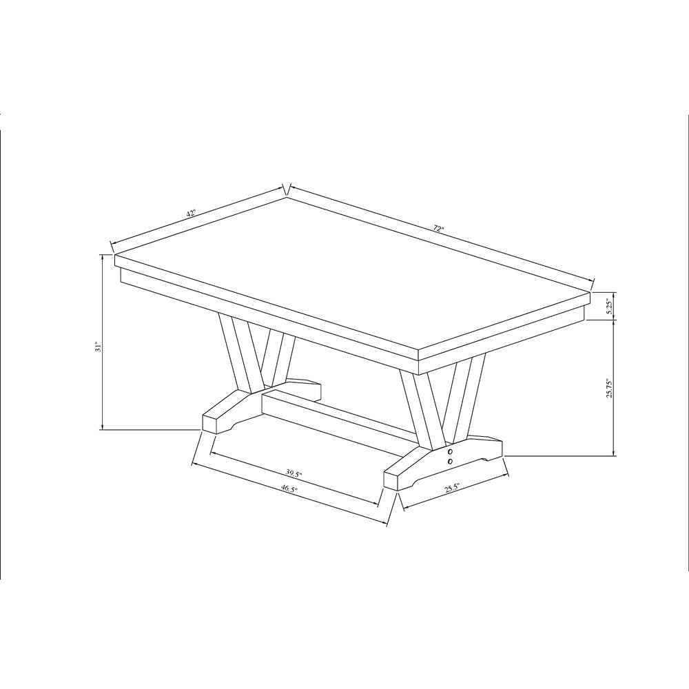 72" White and Black Faux Marble and Wood Trestle Base Dining Table