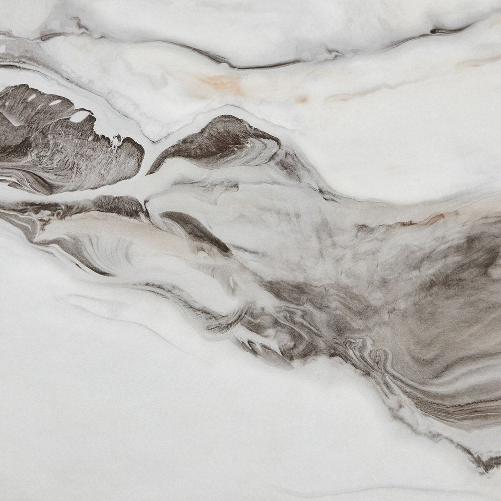 72" White and Black Faux Marble and Wood Trestle Base Dining Table