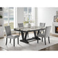 72" White and Black Faux Marble and Wood Trestle Base Dining Table