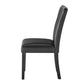 Set of Two Charcoal and Black Faux Leather And Wood Dining Side Chairs