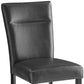 Set of Two Charcoal and Black Faux Leather And Wood Dining Side Chairs