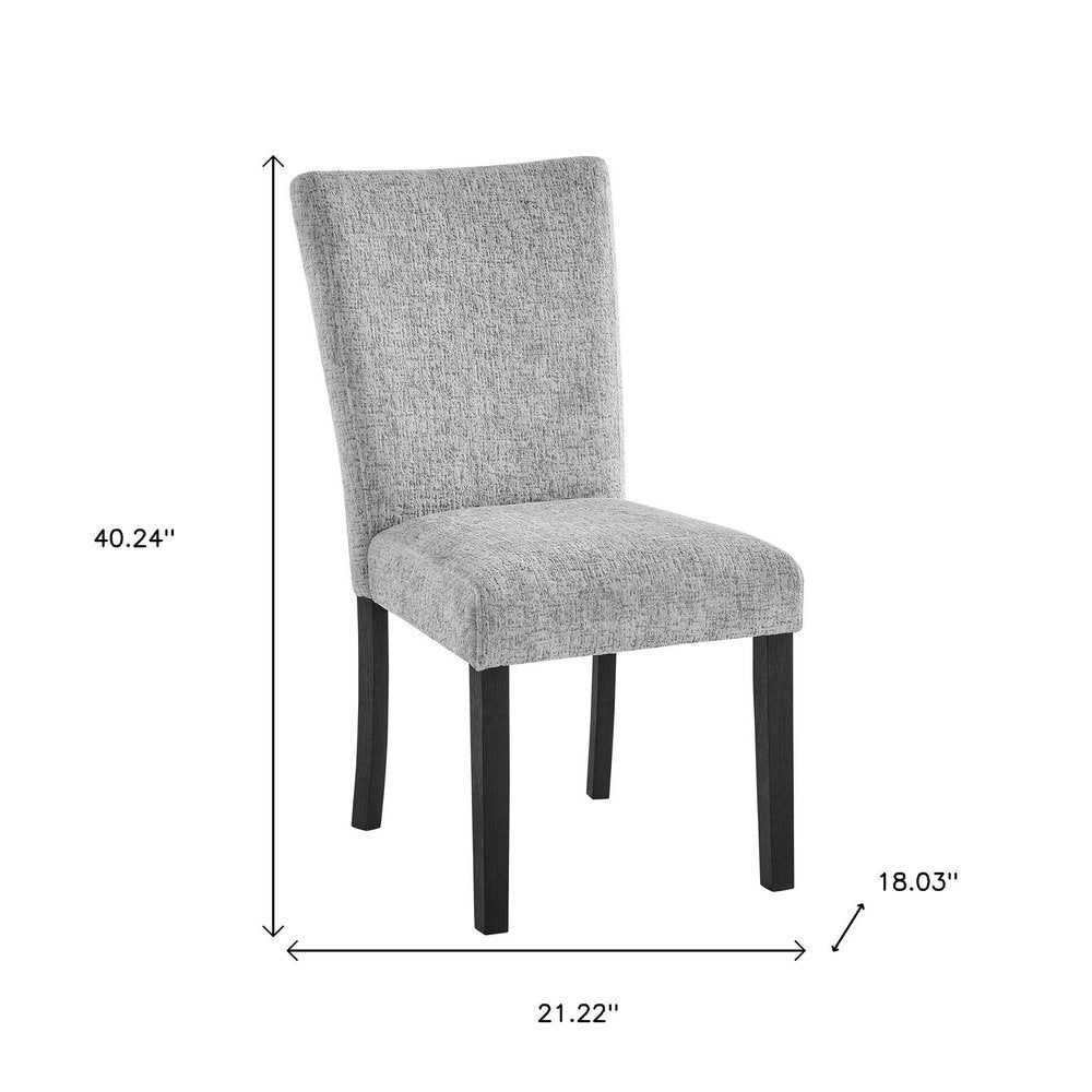 Set of Two Light Gray and Black Upholstered Fabric And Wood Dining Side Chairs