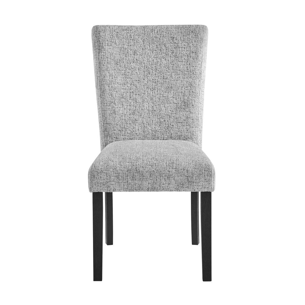 Set of Two Light Gray and Black Upholstered Fabric And Wood Dining Side Chairs