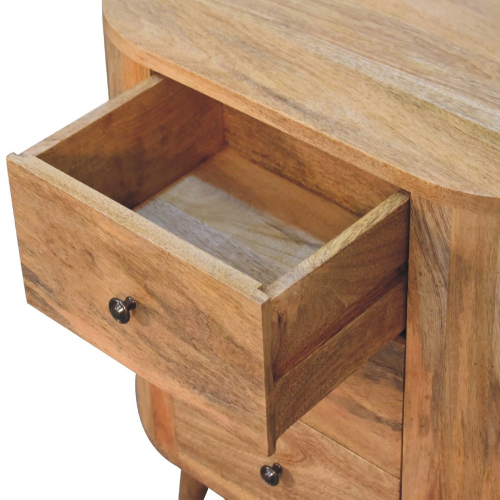 26" Oak Solid Wood Oval Accent Cabinet With Three Drawers