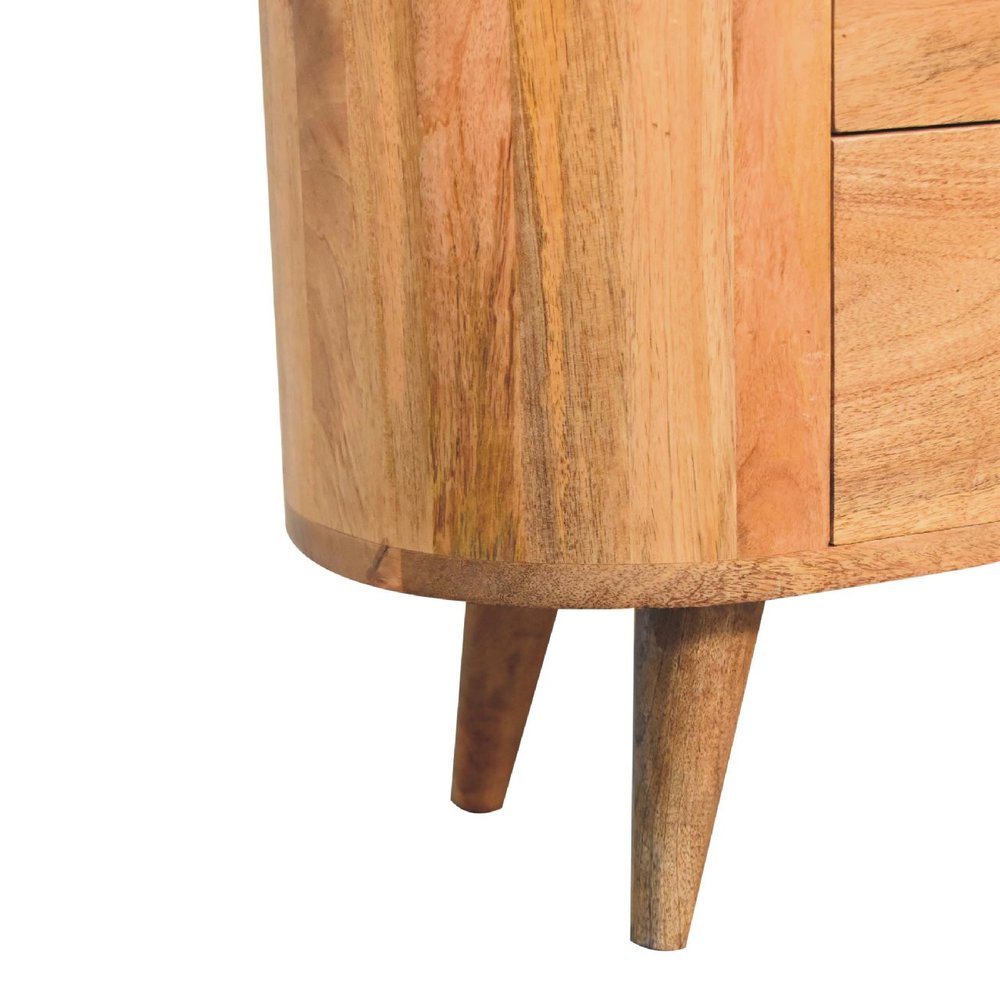 26" Oak Solid Wood Oval Accent Cabinet With Three Drawers
