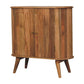 32" Brown Solid Wood Oval Ribbed Texture Cabinet With Two Doors