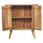 32" Brown Solid Wood Oval Ribbed Texture Cabinet With Two Doors