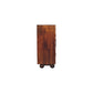 36" Chestnut Solid Wood Carved Geometric Accent Cabinet With Four Doors