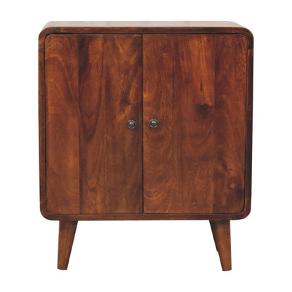 26" Brown Solid Wood Accent Cabinet With Two Doors