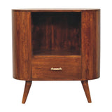 30" Chestnut Solid Wood Oval Accent Cabinet With One Drawer