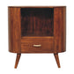 30" Chestnut Solid Wood Oval Accent Cabinet With One Drawer