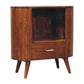 30" Chestnut Solid Wood Oval Accent Cabinet With One Drawer