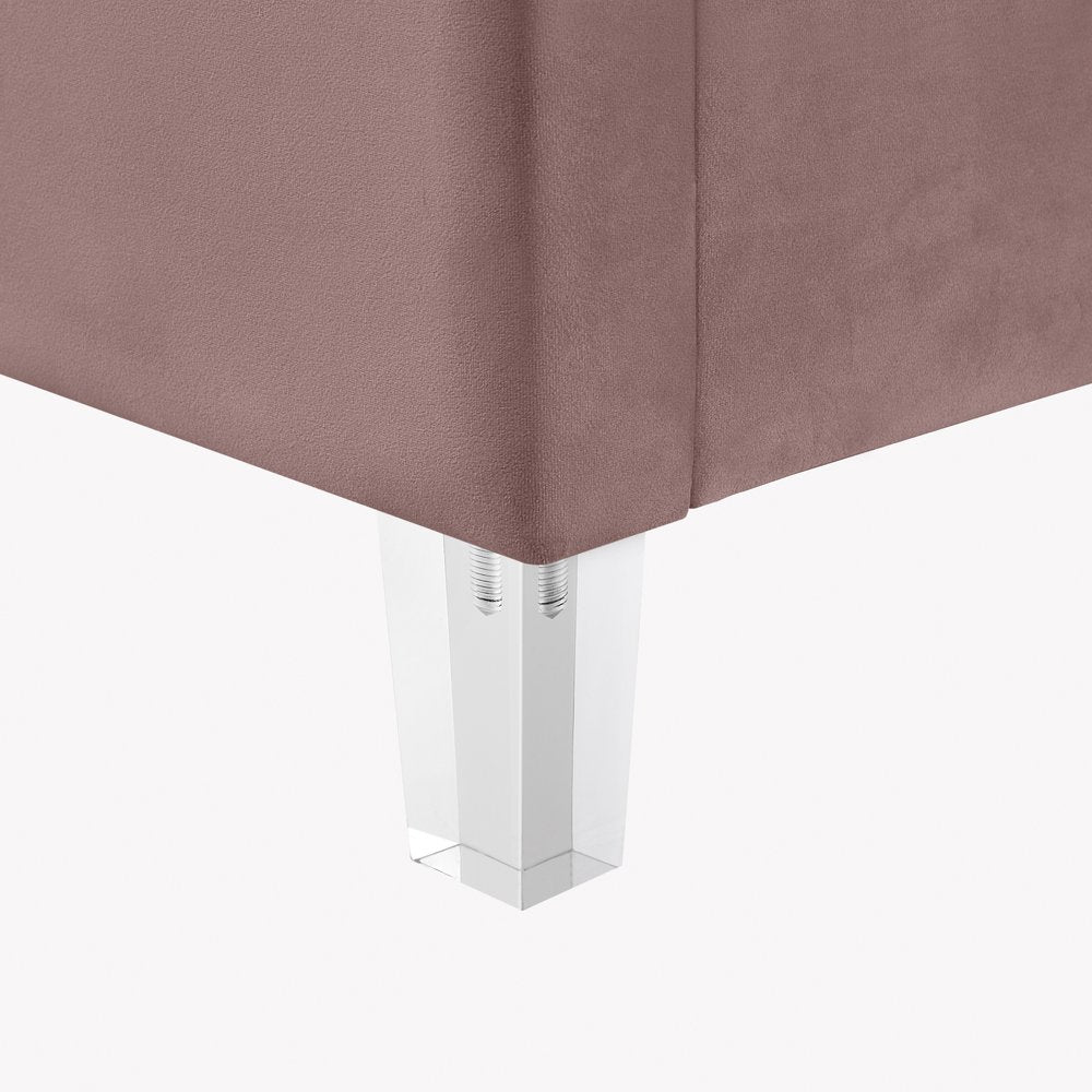 Blush Tufted Velvet Upholstered Queen Bed Frame