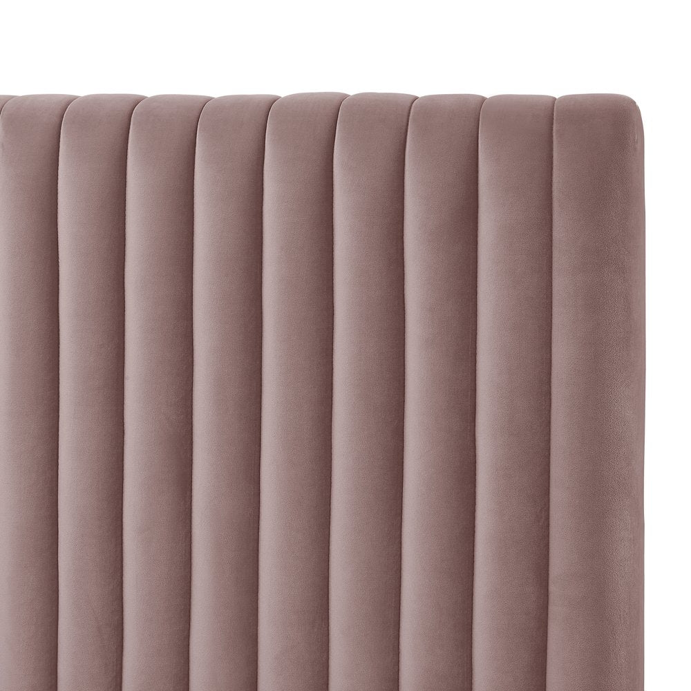 Blush Tufted Velvet Upholstered Queen Bed Frame