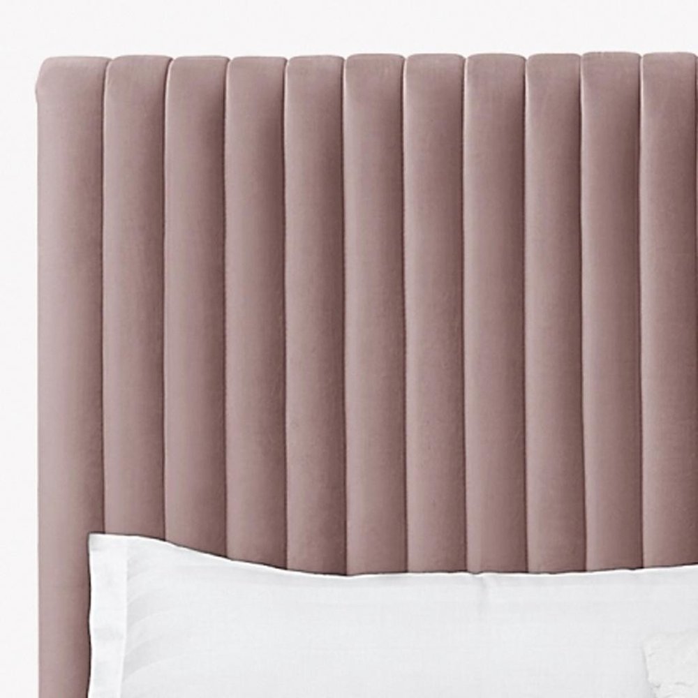 Blush Tufted Velvet Upholstered Queen Bed Frame