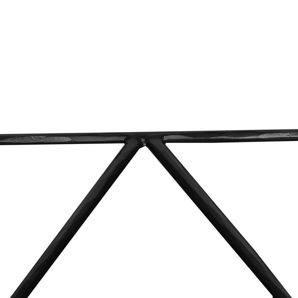 36" White and Black Genuine Marble and Iron Half Moon Console Table