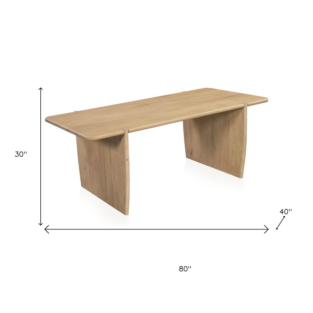 80" Natural Wood Double Pedestal Base Dining Table