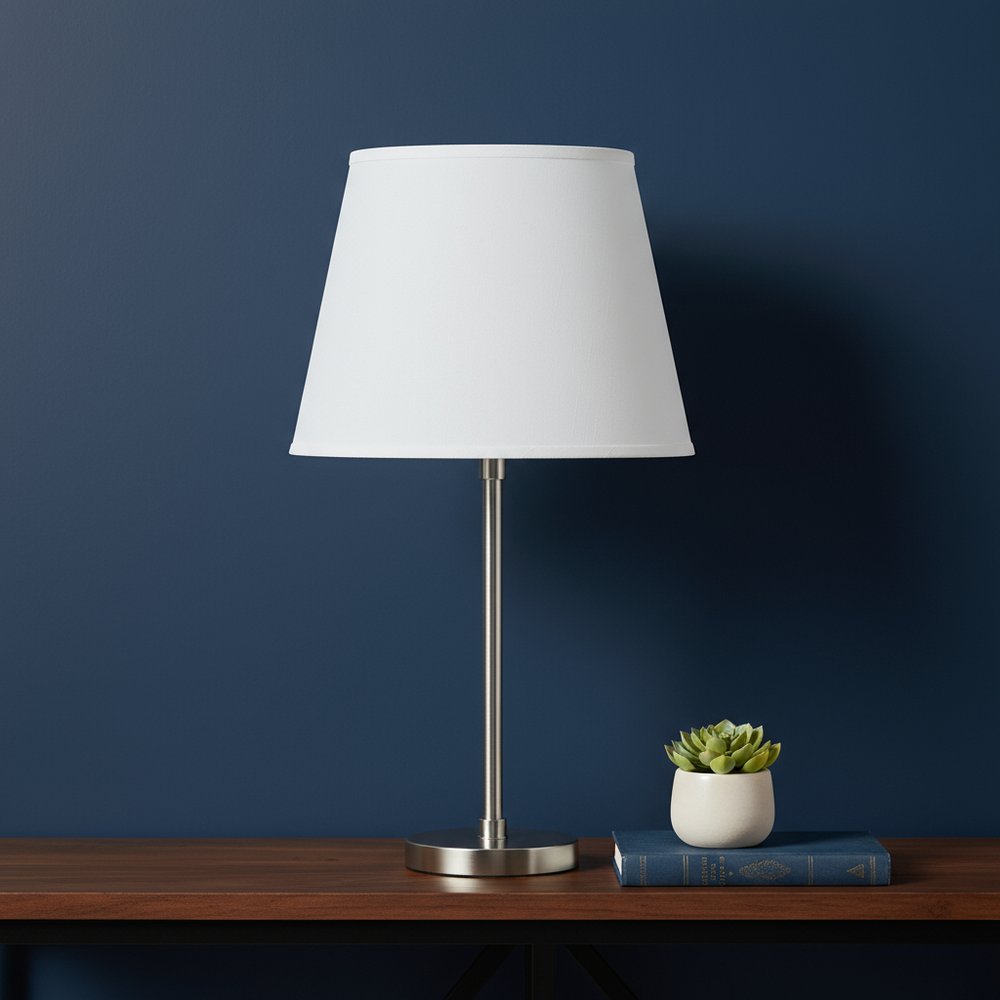 White Faux Silk Plain Drum Lamp Shade