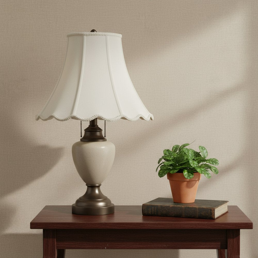 Eggshell Linen Piped Bell Lamp Shade