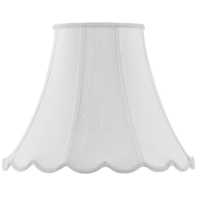 White Linen Piped Bell Lamp Shade