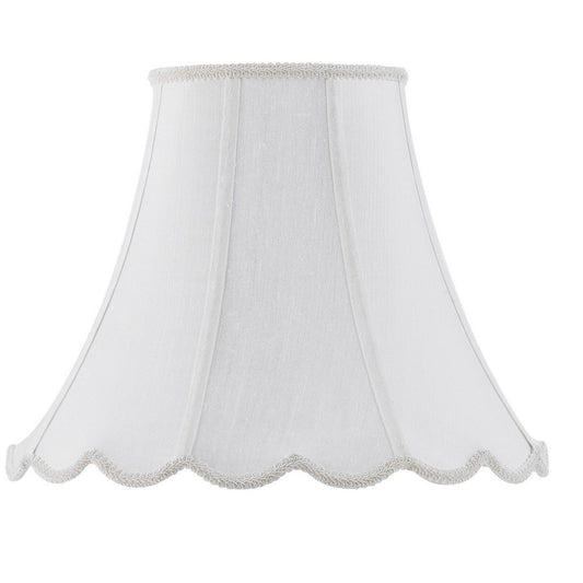 White Linen Piped Bell Lamp Shade
