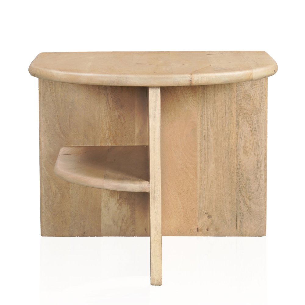 22" Natural Solid Wood Block End Table With Shelf