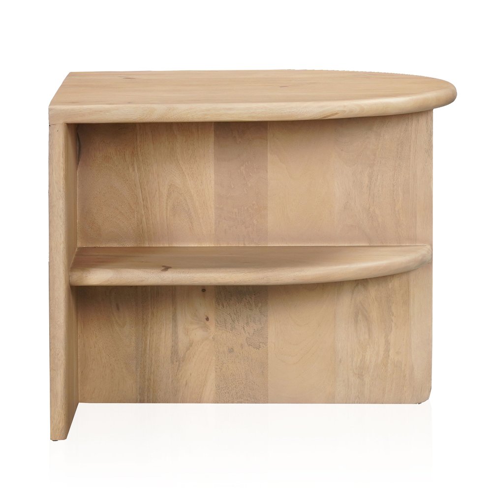 22" Natural Solid Wood Block End Table With Shelf
