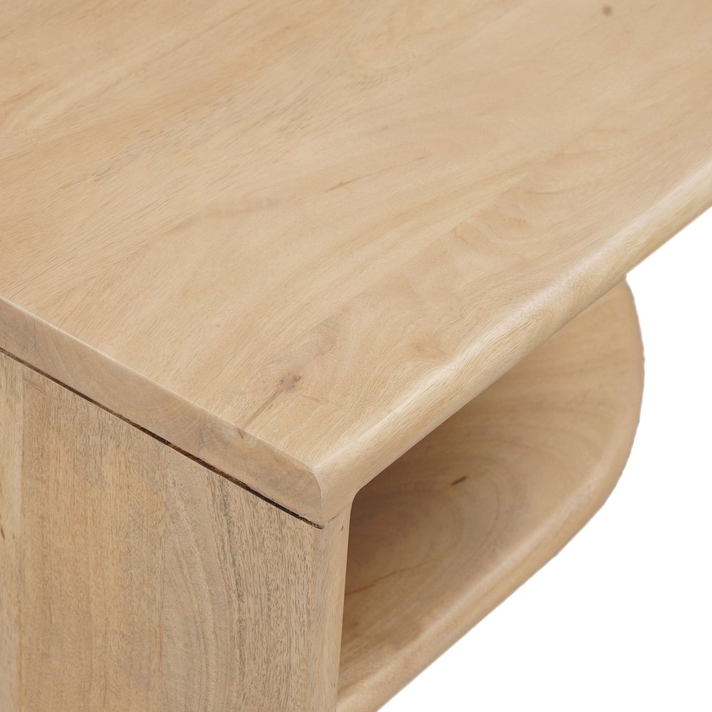 22" Natural Solid Wood Block End Table With Shelf