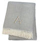 55" X 70" Gray And White Herringbone Cotton Blend R Initial Throw Blanket with Tassels And Embroidery