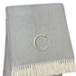 55" X 70" Gray And White Herringbone Cotton Blend A Initial Throw Blanket with Tassels And Embroidery