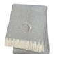 55" X 70" Gray And White Herringbone Cotton Blend A Initial Throw Blanket with Tassels And Embroidery