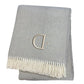 55" X 70" Gray And White Herringbone Cotton Blend A Initial Throw Blanket with Tassels And Embroidery