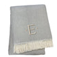 55" X 70" Gray And White Herringbone Cotton Blend A Initial Throw Blanket with Tassels And Embroidery