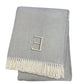 55" X 70" Gray And White Herringbone Cotton Blend A Initial Throw Blanket with Tassels And Embroidery