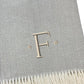 55" X 70" Gray And White Herringbone Cotton Blend A Initial Throw Blanket with Tassels And Embroidery