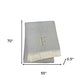 55" X 70" Gray And White Herringbone Cotton Blend A Initial Throw Blanket with Tassels And Embroidery