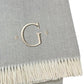 55" X 70" Gray And White Herringbone Cotton Blend A Initial Throw Blanket with Tassels And Embroidery