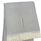55" X 70" Gray And White Herringbone Cotton Blend A Initial Throw Blanket with Tassels And Embroidery