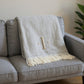 55" X 70" Gray And White Herringbone Cotton Blend A Initial Throw Blanket with Tassels And Embroidery