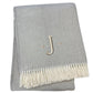 55" X 70" Gray And White Herringbone Cotton Blend A Initial Throw Blanket with Tassels And Embroidery